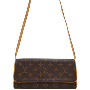 Louis Vuitton Monogram Leather Brown Pochette Twin Shoulder Bag